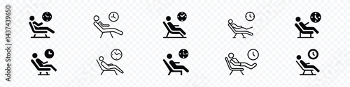 Comfort Zone Icon – Person Relaxing in Rocking Chair, Nap After Work Symbol, comfort zone icon, a person reclining in a chair,  Man in Rocking Chair Icon, taking a nap after work icon