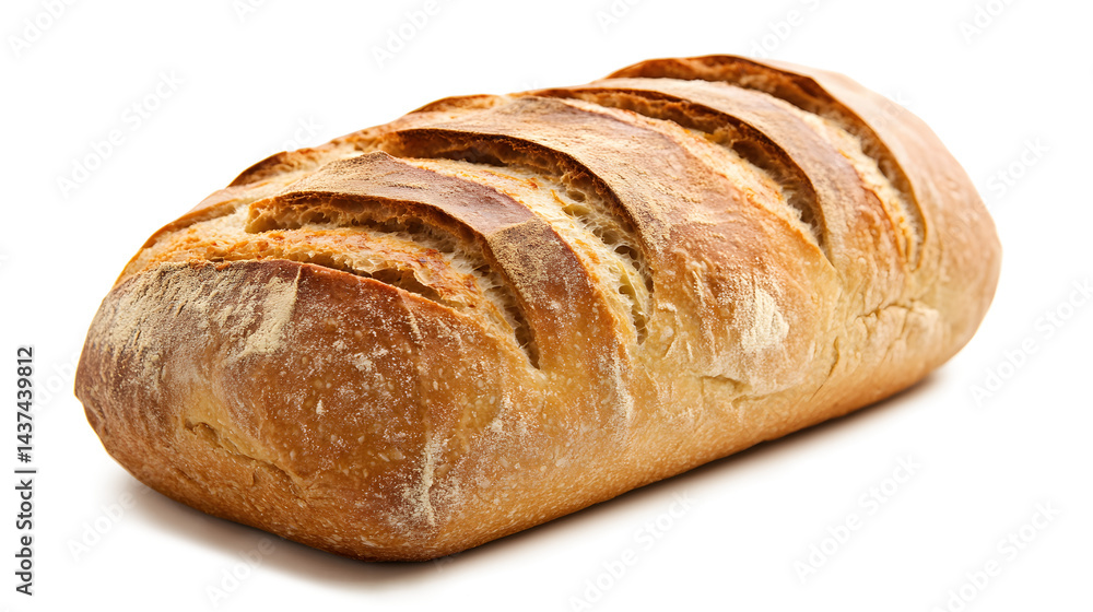 A long loaf of bread with a crusty edge A long loaf of bread with a crusty edge