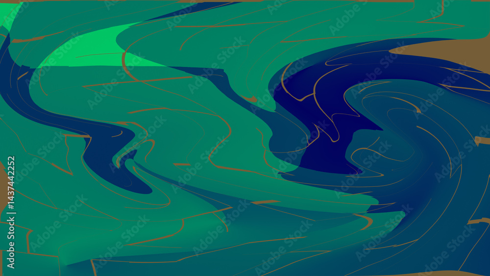 Deep Teal and Navy Swirling Abstract with Subtle Brown Lines Deep Teal and Navy Swirling Abstract with Subtle Brown Lines