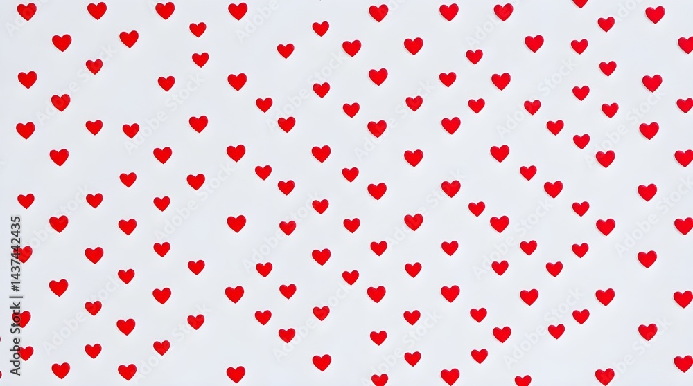 Simple White Background with a Scattered Pattern of Small Red Hearts for Love-Themed Designs Simple White Background with a Scattered Pattern of Small Red Hearts for Love-Themed Designs