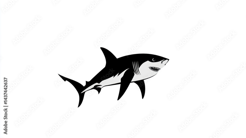 Fototapeta premium Great white shark silhouette