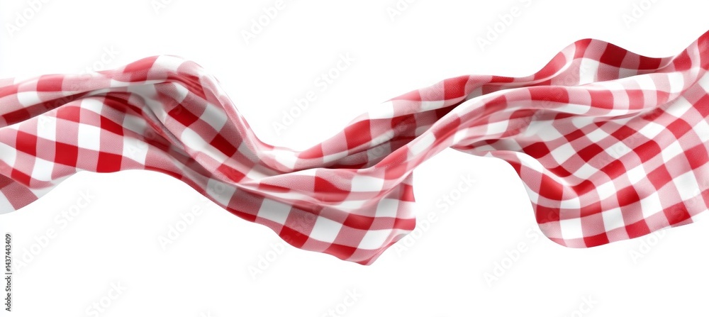 Fototapeta premium Red and White Gingham Fabric Flowing (1)