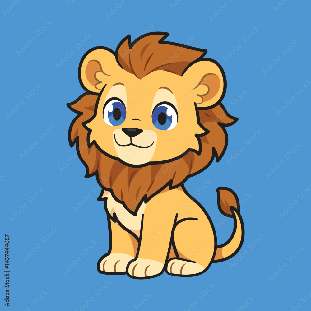 Cute Cartoon Lion Vector Illustration Cute Cartoon Lion Vector Illustration