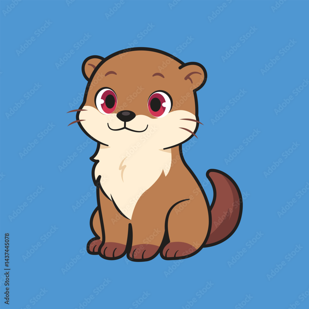 Fototapeta premium Cute Cartoon Otter Vector Illustration
