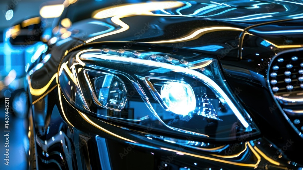 headlight of modern prestigious car close up headlight of modern prestigious car close up