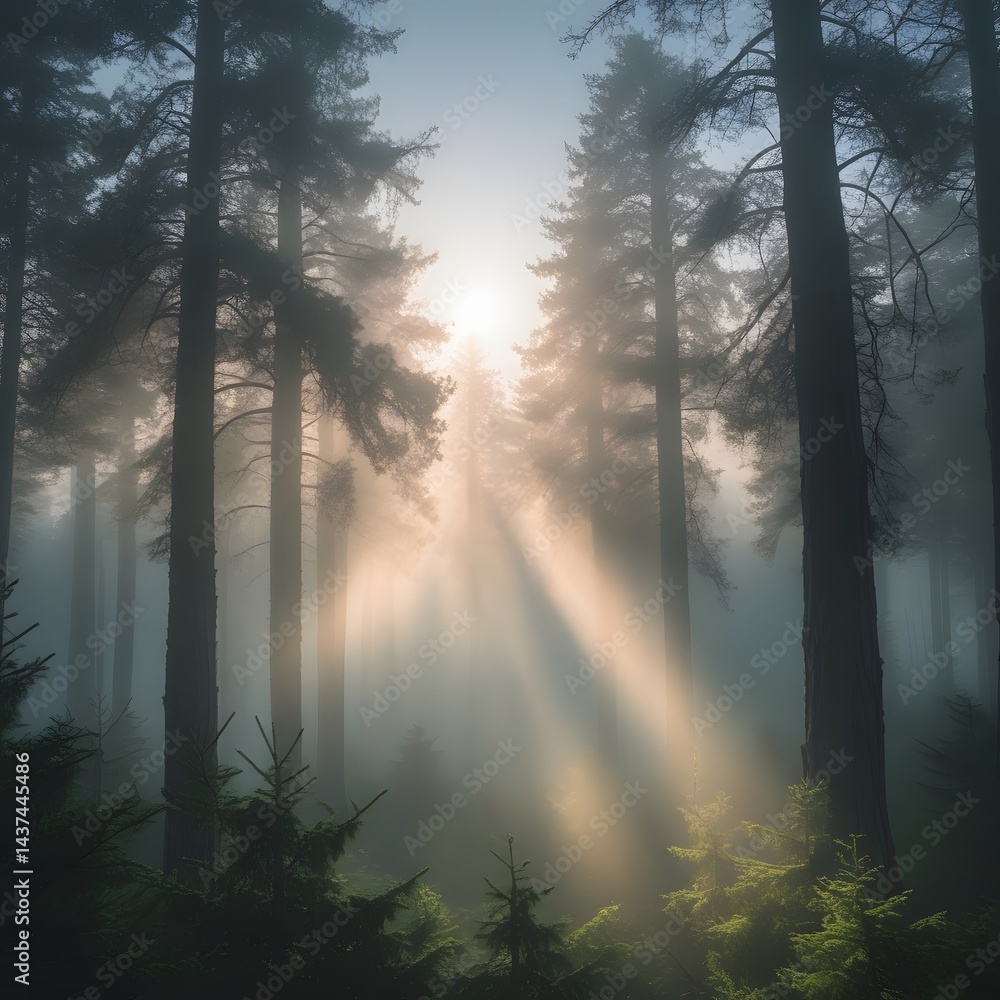 Fototapeta premium misty morning in the forest