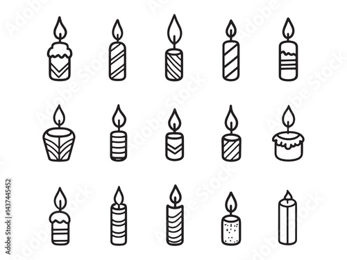 Party Candles line art icon modern decorative style