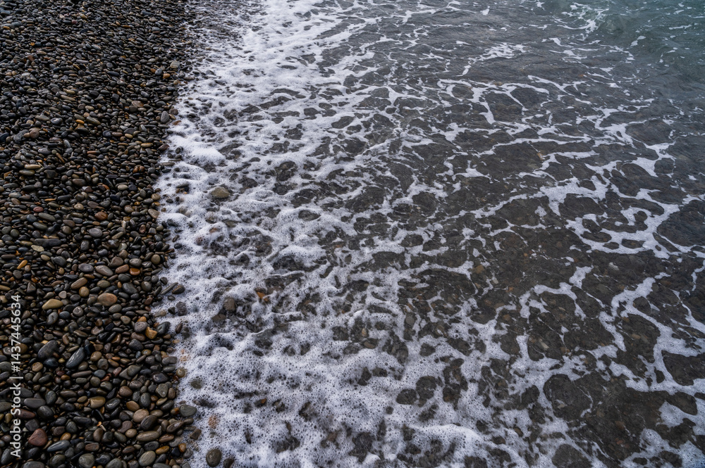 Water sea beach. Nature river wave. Ocean stone coast.