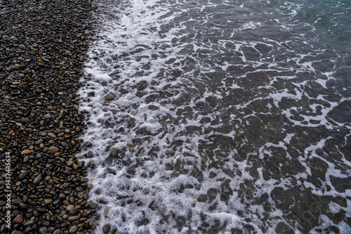 Obraz na płótnie Water sea beach. Nature river wave. Ocean stone coast. w salonie