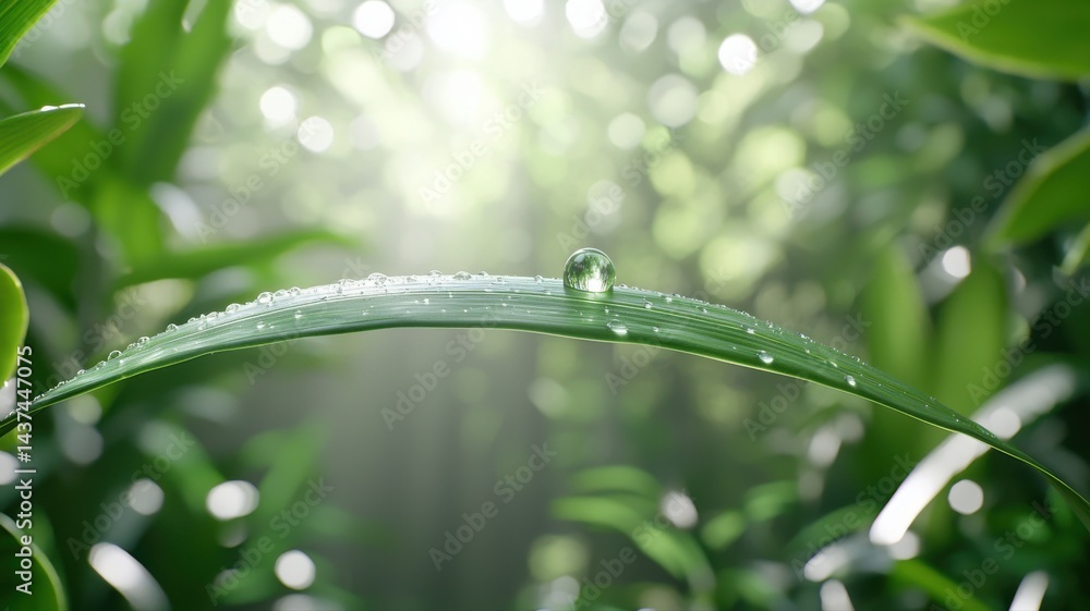 Dew Drop on Green Leaf in a Lush Forest Environment dew water drop leaf green plant nature fresh zen Dew Drop on Green Leaf in a Lush Forest Environment dew water drop leaf green plant nature fresh zen