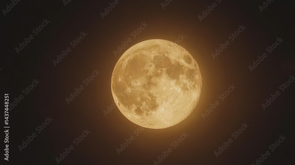 Obraz premium Full amber moon at night.