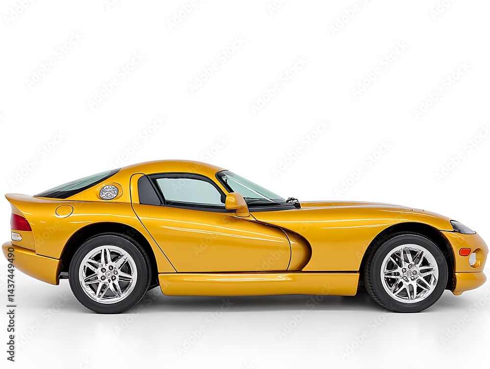 A sleek, golden sports car with a low profile and a sporty design A sleek, golden sports car with a low profile and a sporty design