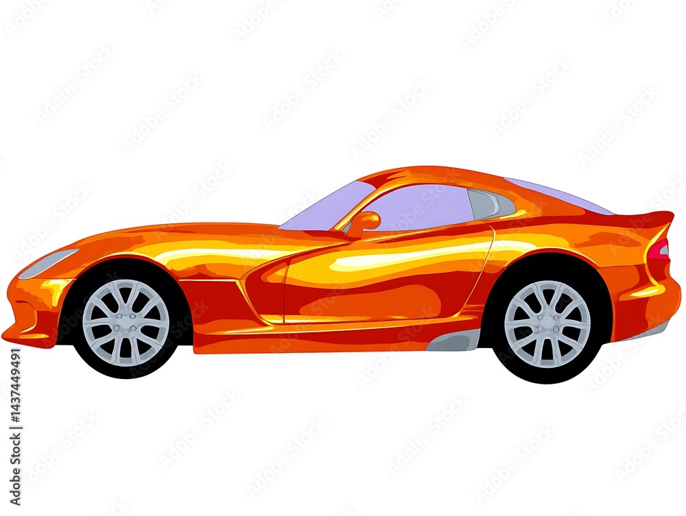A sleek, orange sports car with black wheels A sleek, orange sports car with black wheels
