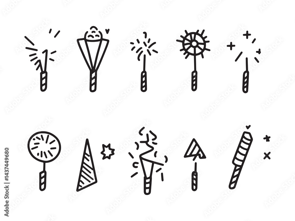 Party Confetti Popper line art icon festive symbol Party Confetti Popper line art icon festive symbol