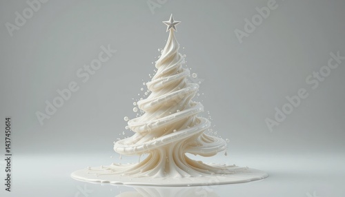 Abstract White Milk Christmas Tree 3D Render