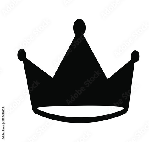 Black Crown Silhouette Icon - Royalty Symbol Clipart for Design and Logos