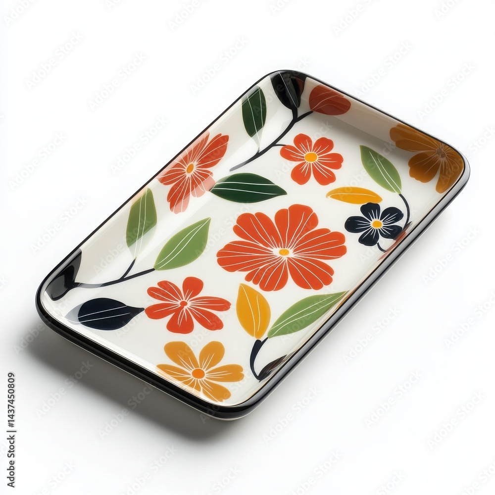 Stylish floral tray perfect for serving snacks or as decorative kitchenware.