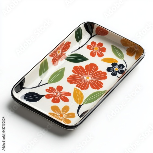 Obraz na płótnie Stylish floral tray perfect for serving snacks or as decorative kitchenware. w salonie