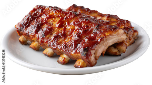 Delicious BBQ Ribs Plate for American Food Promotions isolated on transparent background