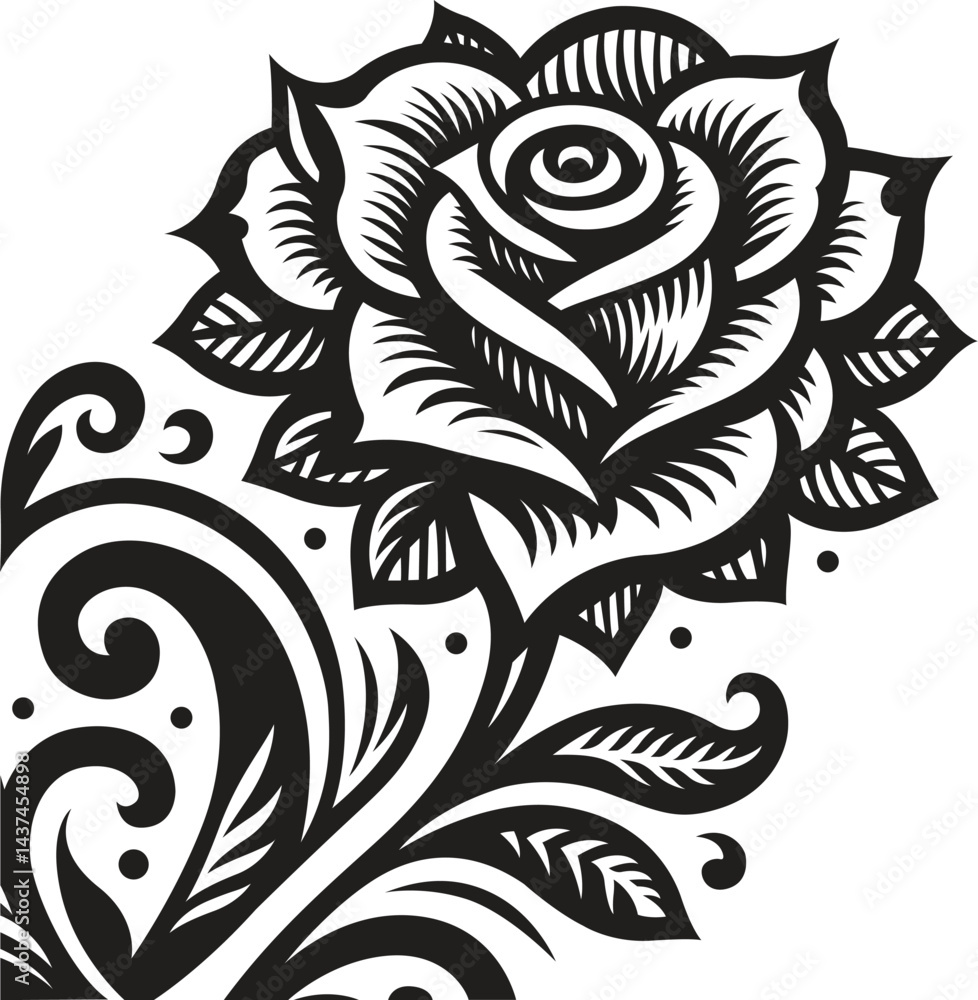 Fototapeta premium Rose decorative stylized in vector 