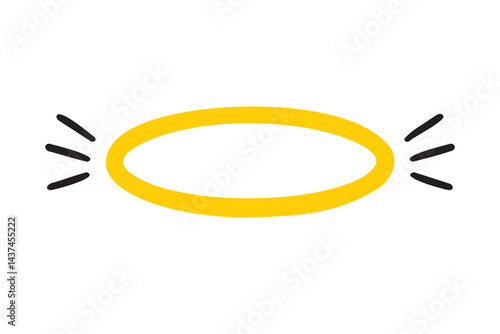 angels halo, nimbus doodle icon. vector flat icon design yellow halo on white background. logo template halo element religion theme.