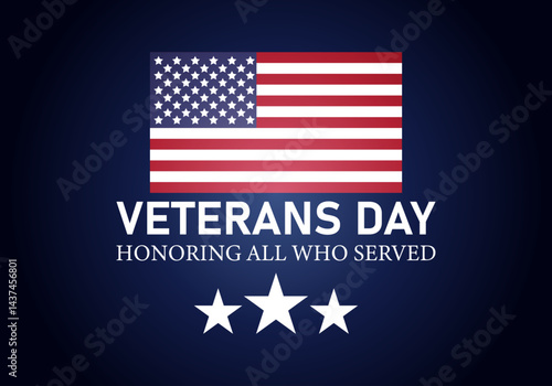 Cartel del día de los veteranos con bandera de Estados Unidos de América