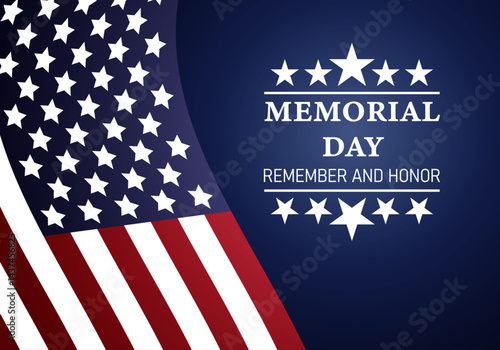 Cartel del día de los caídos con la bandera de los Estados Unidos de América