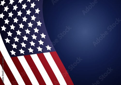 Bandera de los Estados Unidos de América en fondo de degradado azul oscuro