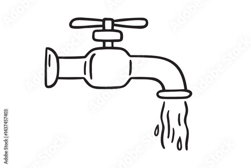 tap water icon doodle hand drawn. Outline drawing tap water line clipart symbol