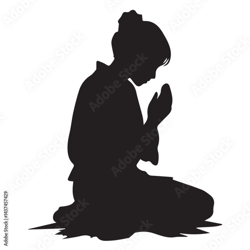 Muslim woman in prayer vector art