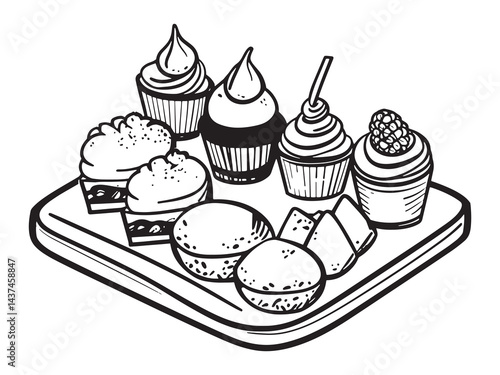 Party Dessert Tray line art icon perfect for events