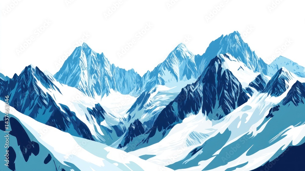 Fototapeta premium Snowy mountain range landscape