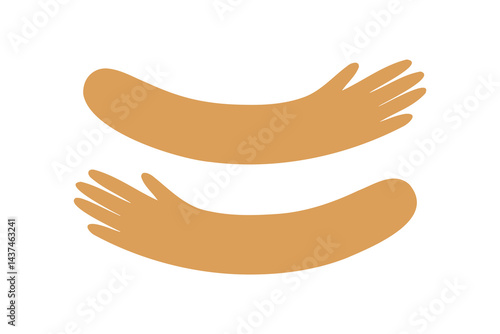 Hug hands logo icon. Hugs silhouette shape cartoon sign. Cute care design decorative element