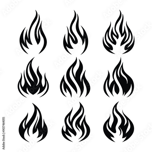 fire flame silhouette icon set