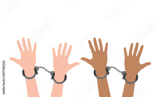 Human hands in handcuffs, fighting corruption and financial crimes. Vector image