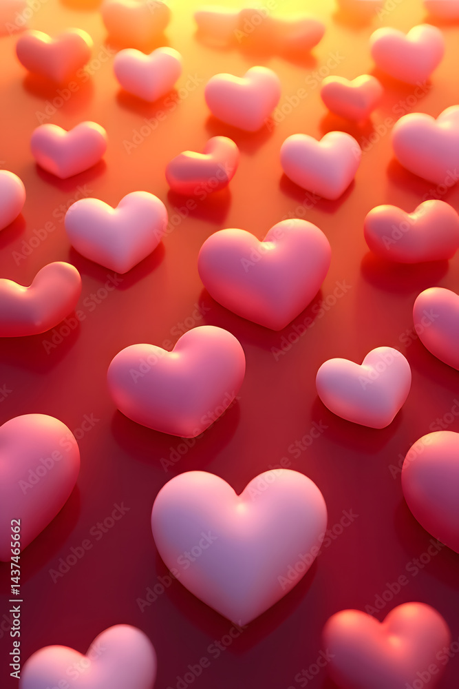 2D cartoon,hearts in various colors. It is a pattern 2D cartoon,hearts in various colors. It is a pattern