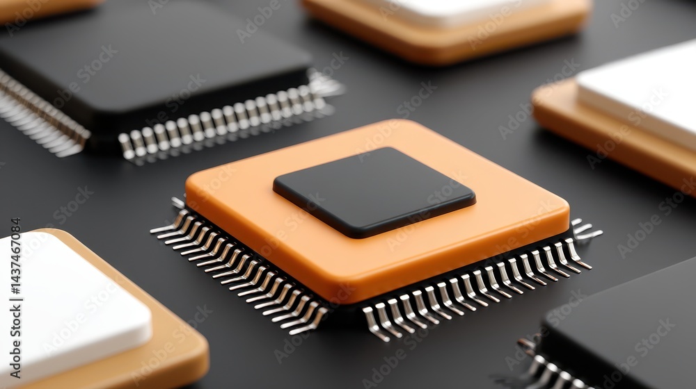 Closeup of a computer chip, exploring the intricate world of microelectronics detailed Closeup of a computer chip, exploring the intricate world of microelectronics detailed