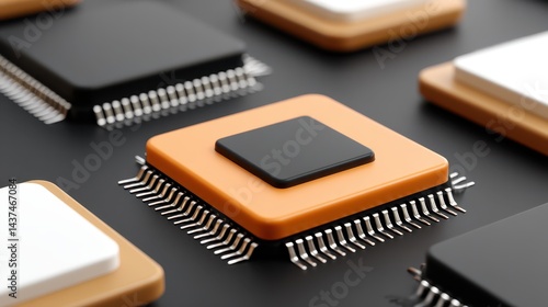 Wallpaper Mural Closeup of a computer chip, exploring the intricate world of microelectronics detailed Torontodigital.ca