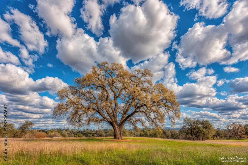 Obraz premium Majestic oak under a vibrant sky