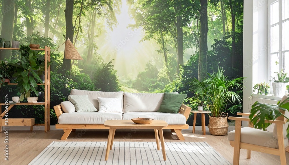 Obraz premium 森の中のようなグリーンルーム