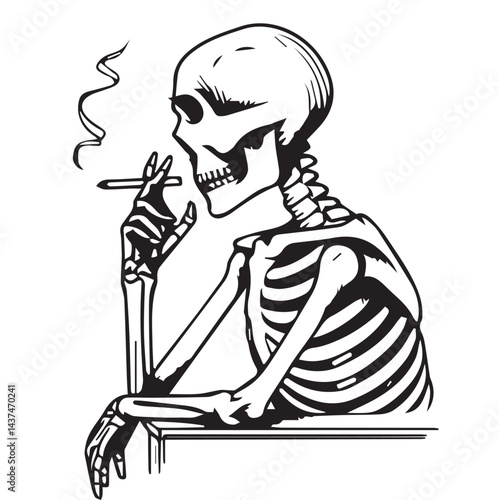 smoker ghost smooking in vector art wall painting decoration