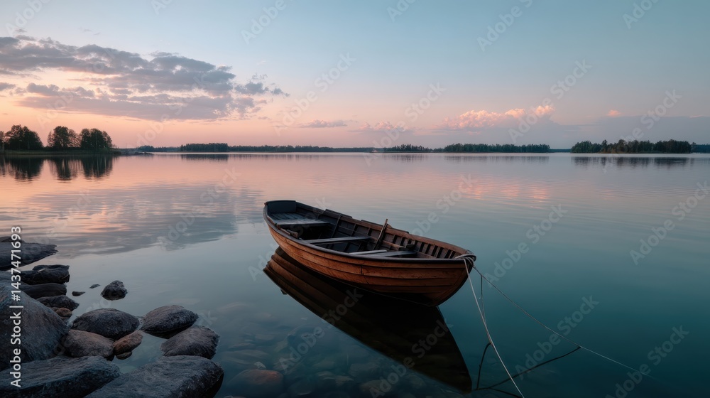 Tranquil Sunrise on a Serene Lake Tranquil Sunrise on a Serene Lake