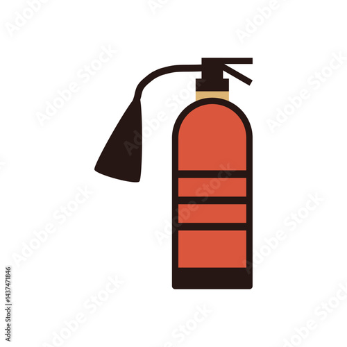 Simple Red Fire Extinguisher Illustration Featuring Three Horizontal Lines