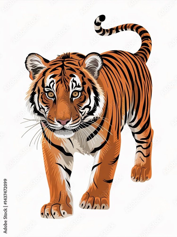 Obraz premium Vibrant Tiger Artwork High-Quality, Detailed Animal Illustration for Stickers
