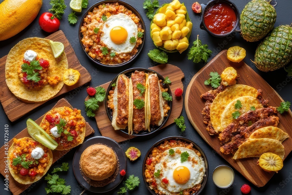 Fototapeta premium Brunch Spread with Mexican Flavors