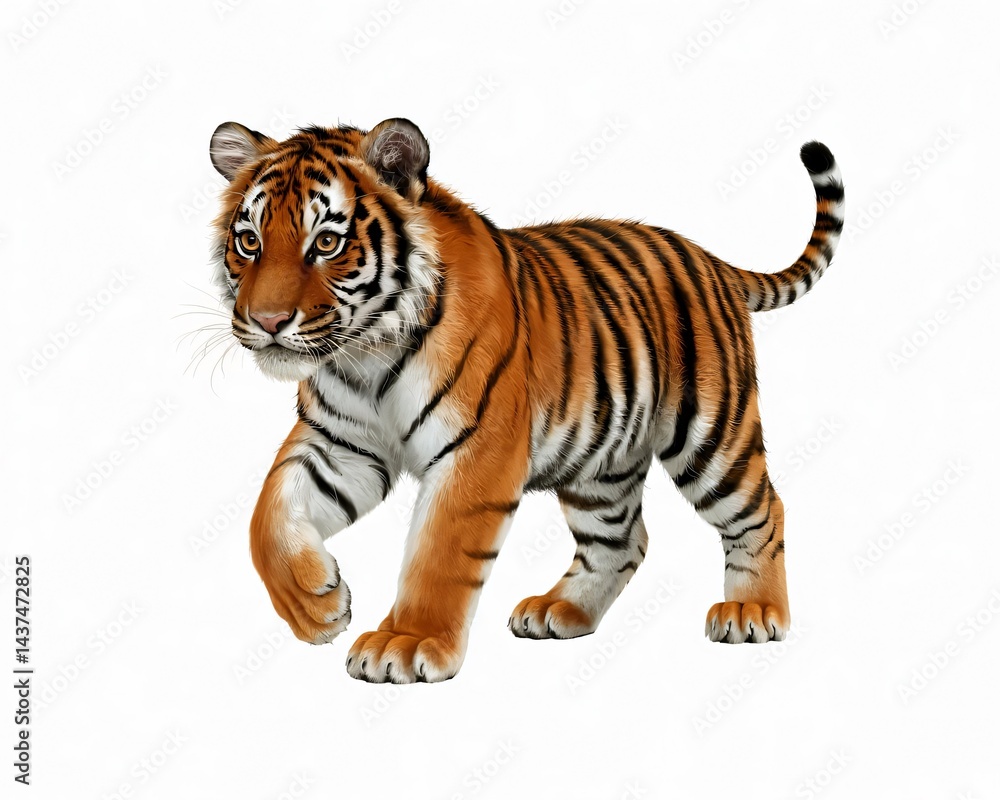 Naklejka premium Vibrant Tiger Artwork High-Quality, Detailed Animal Illustration for Stickers