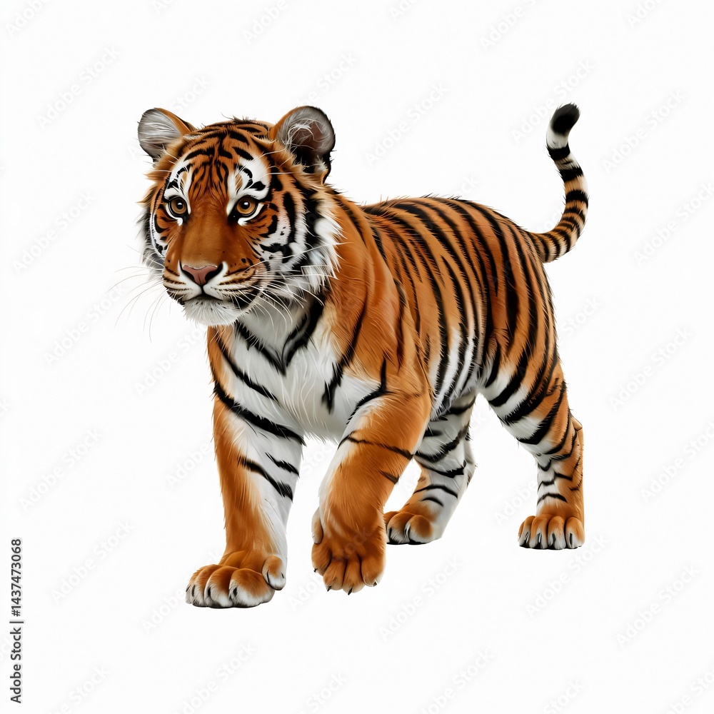 Fototapeta premium Vibrant Tiger Artwork High-Quality, Detailed Animal Illustration for Stickers