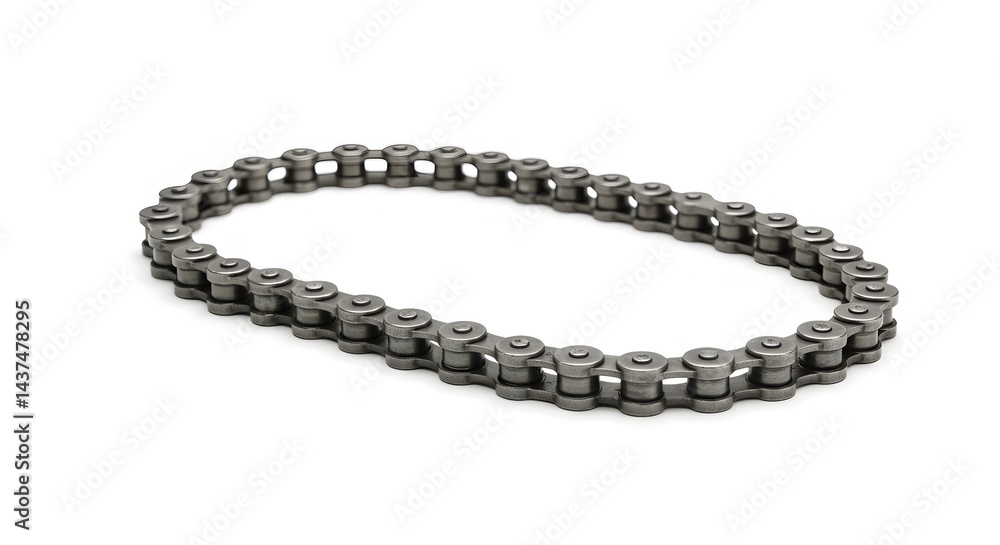Obraz premium Metallic Chain: A close-up shot captures the strength of a steel chain, linking its intricate components together in a display of industrial design, perfect for illustrating mechanical concepts.