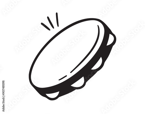 tambourine icon doodle hand drawn. Outline drawing tambourine line clipart symbol