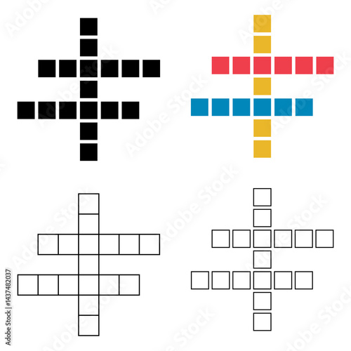 Set of Crossword concept icon, cross word graphic, web flat vector illustration .
